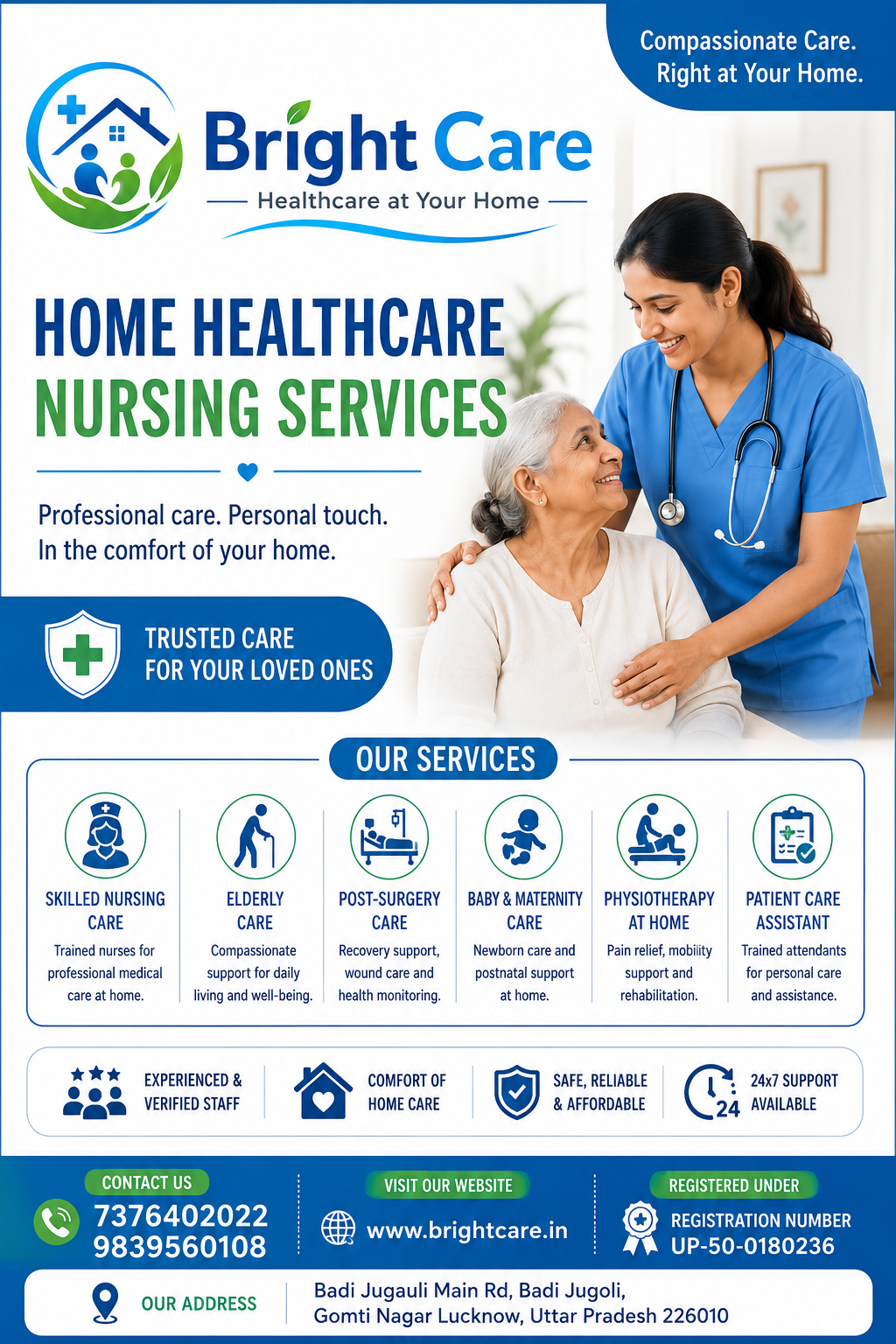Home Nursing Services in Lucknow: घर पर भरोसेमंद और प्रोफेशनल नर्सिंग केयर | Bright Care Pvt Ltd